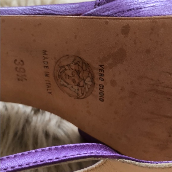 Versace lavender/purple and gold t-strap sandals - Picture 8 of 8